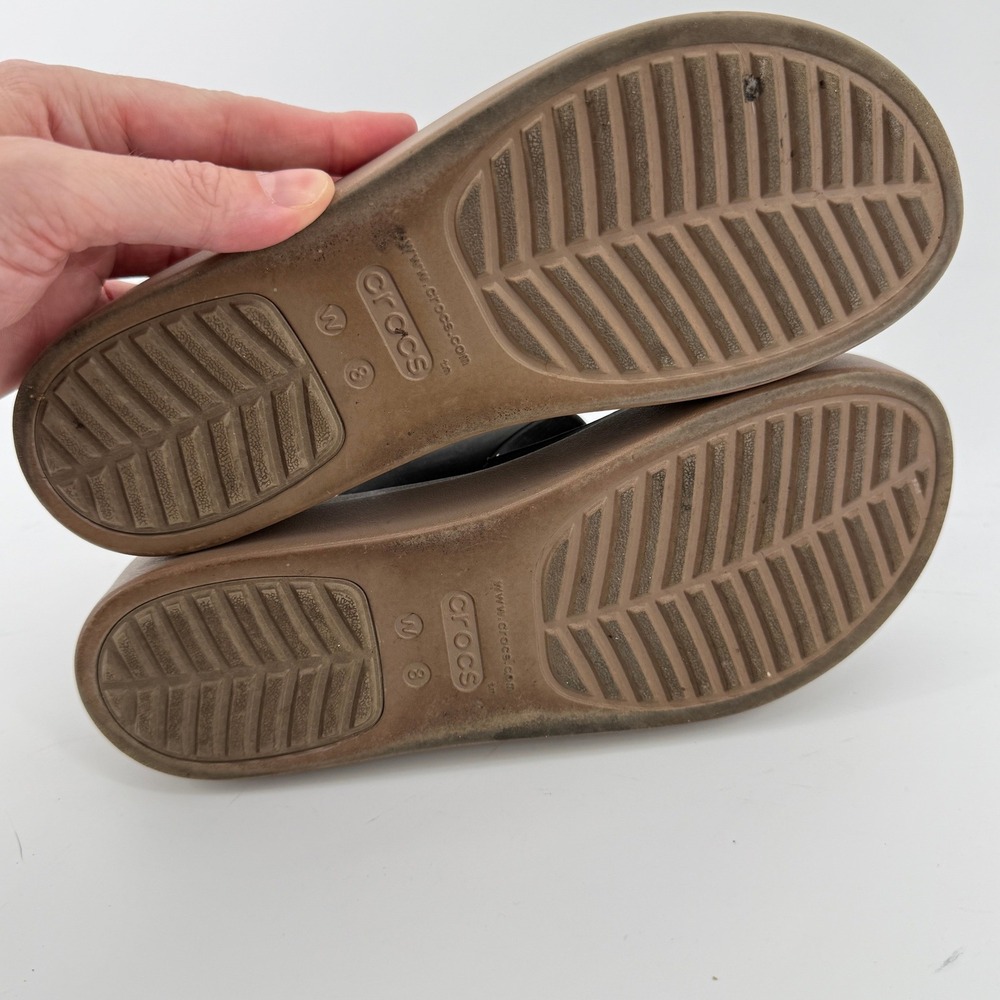 Crocs Brooklyn Low Wedge Sandal Black/Mushroom Women 8 Strappy Comfy Platform - Picture 8 of 11
